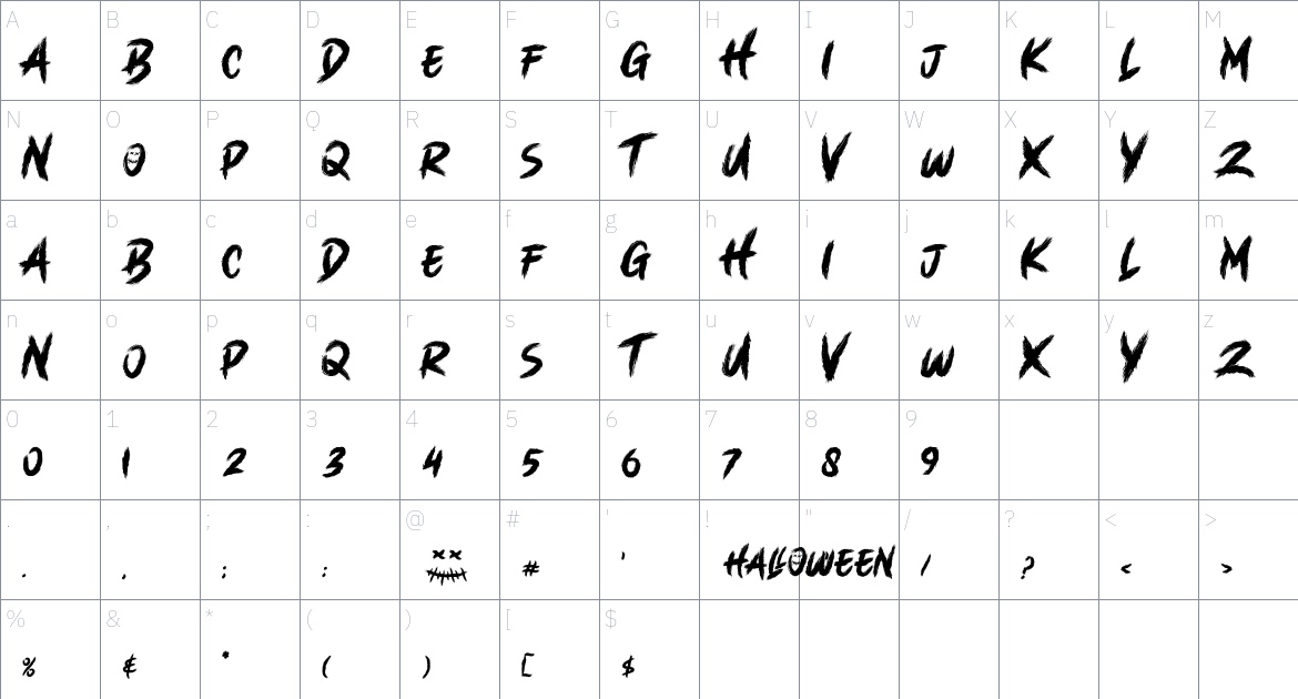 HALLOWEENN font Character Map