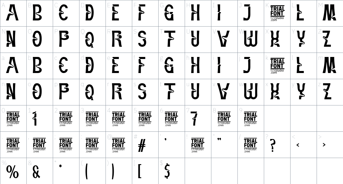 Traditions Condensed font Character Map