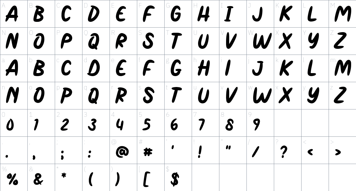 Comico Font font Character Map