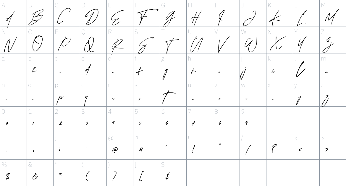 Hillal font Character Map