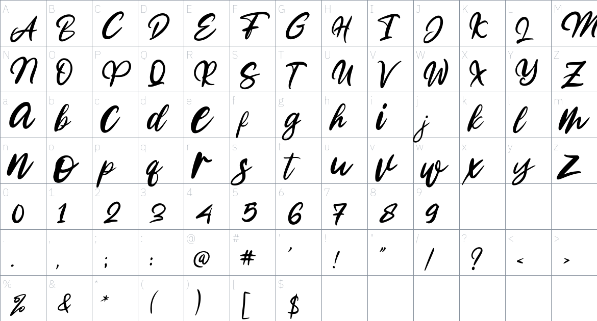 Fellya Font font Character Map