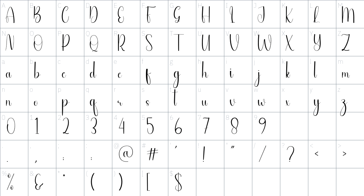 Nice Idea font Character Map