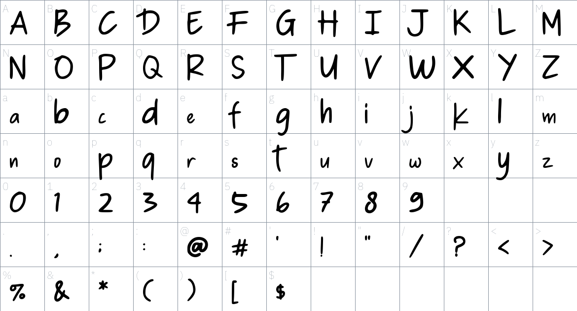 Mister Child font Character Map