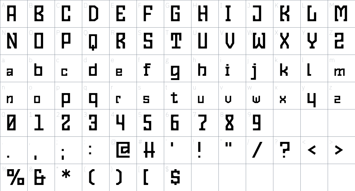 Gest Font font Character Map