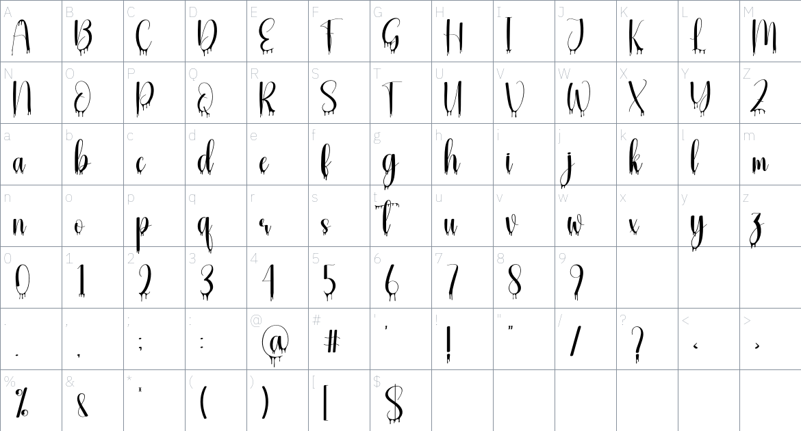 Big Ghost font Character Map