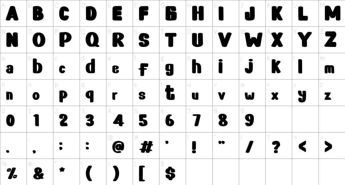 AKIKA font Character Map