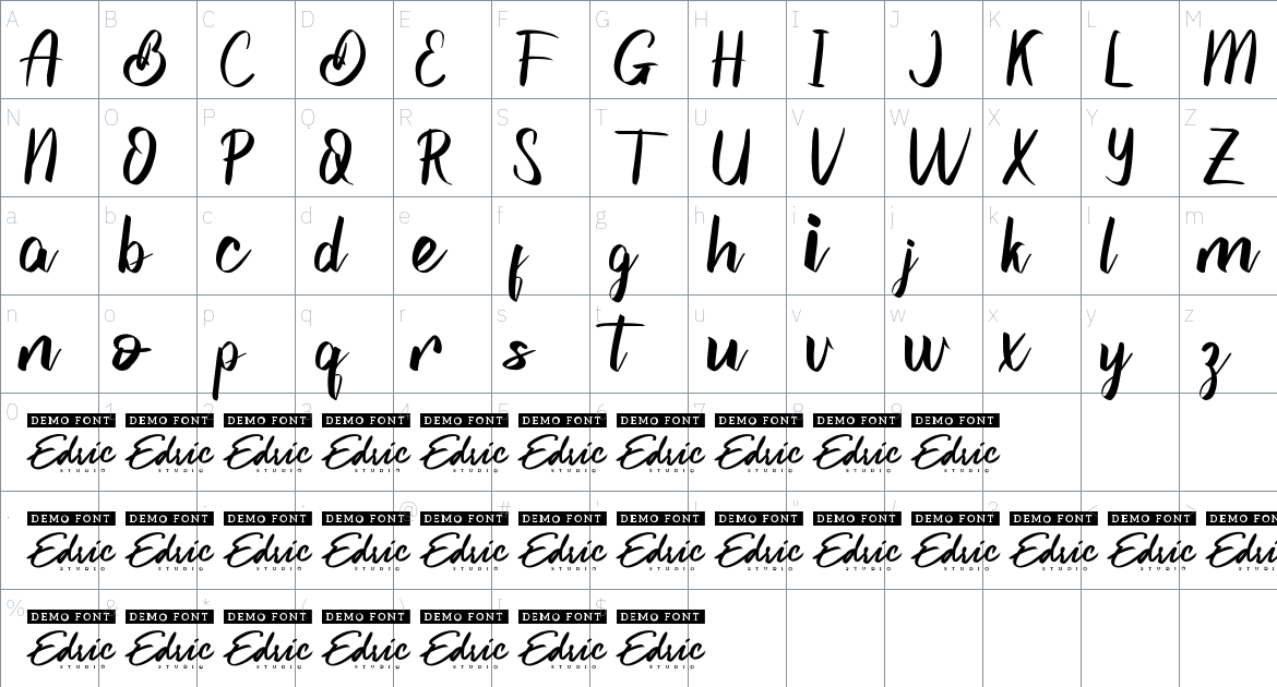 Bandross font Character Map