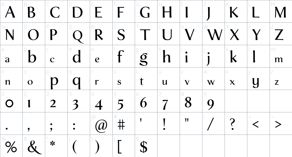 ZT Mota Font font Character Map