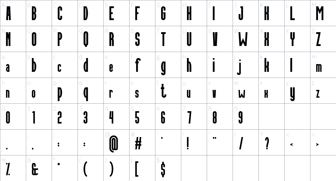 Girafl font Character Map