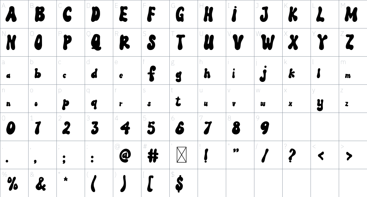 MAGIC TOWNS font Character Map