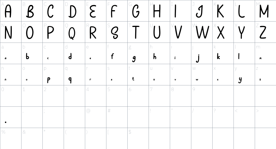 Make Wish font Character Map