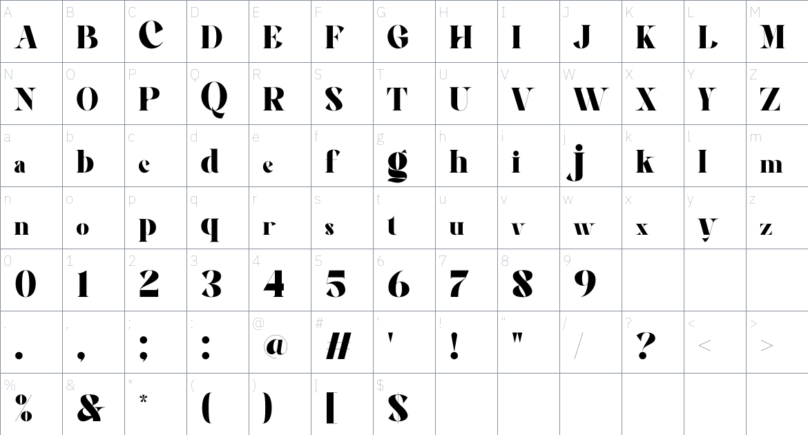 Agaleoz font Character Map