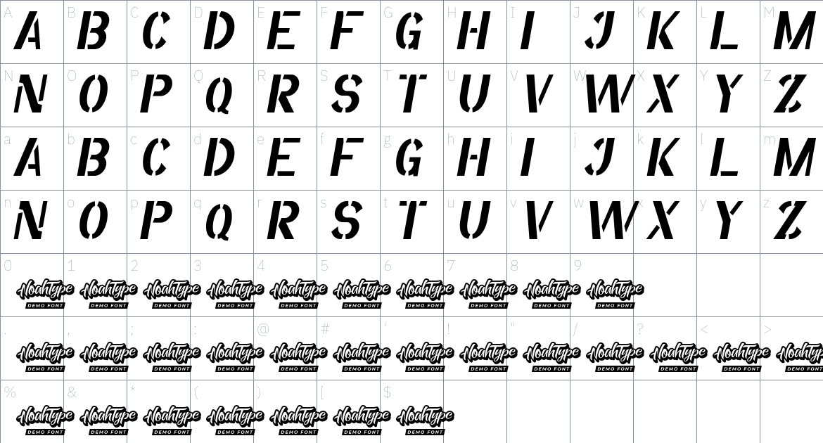 Top Global font Character Map