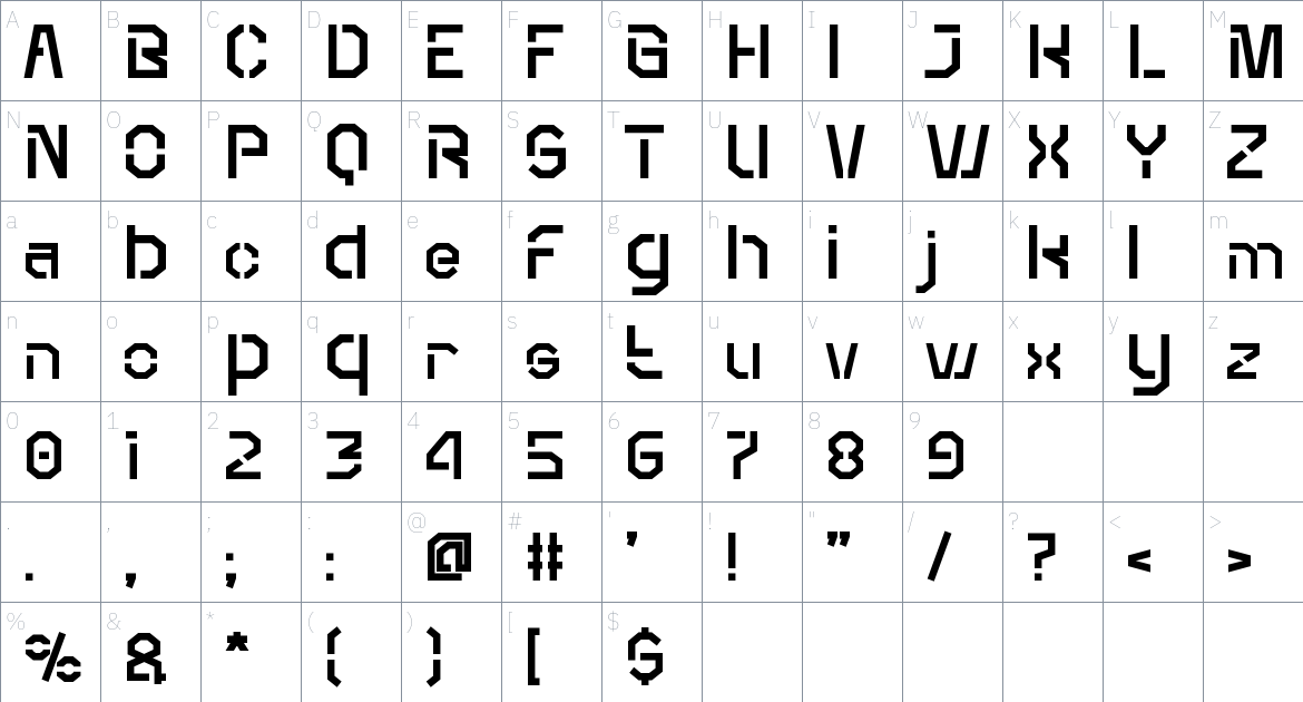 Krypton Font font Character Map