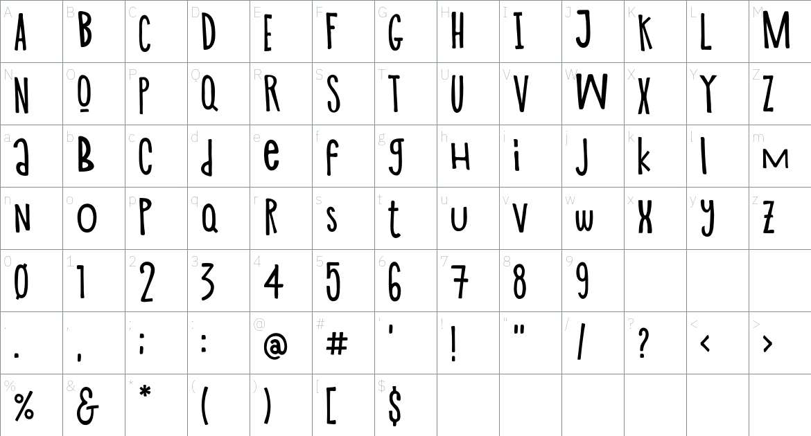 Shnobel Font font Character Map