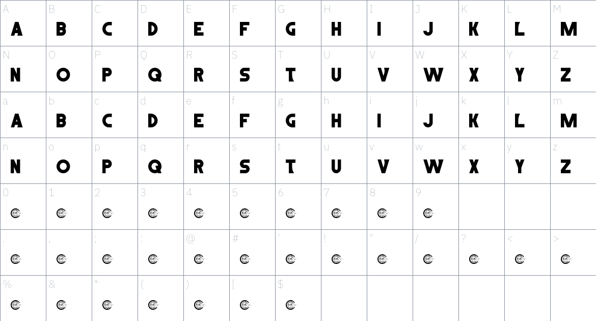 Artlist font Character Map