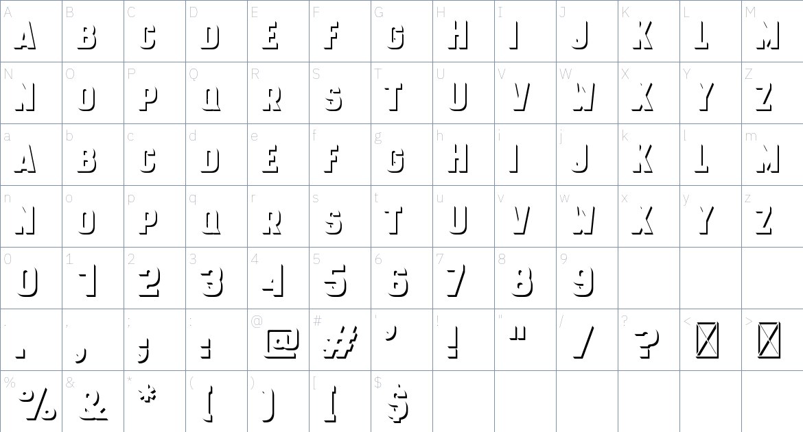 HyperSuper font Character Map