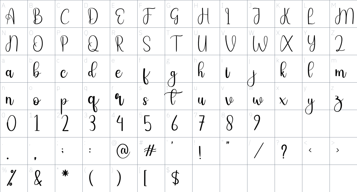 Teacher font Character Map