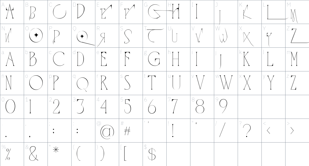 Quarantine Regulations font Character Map