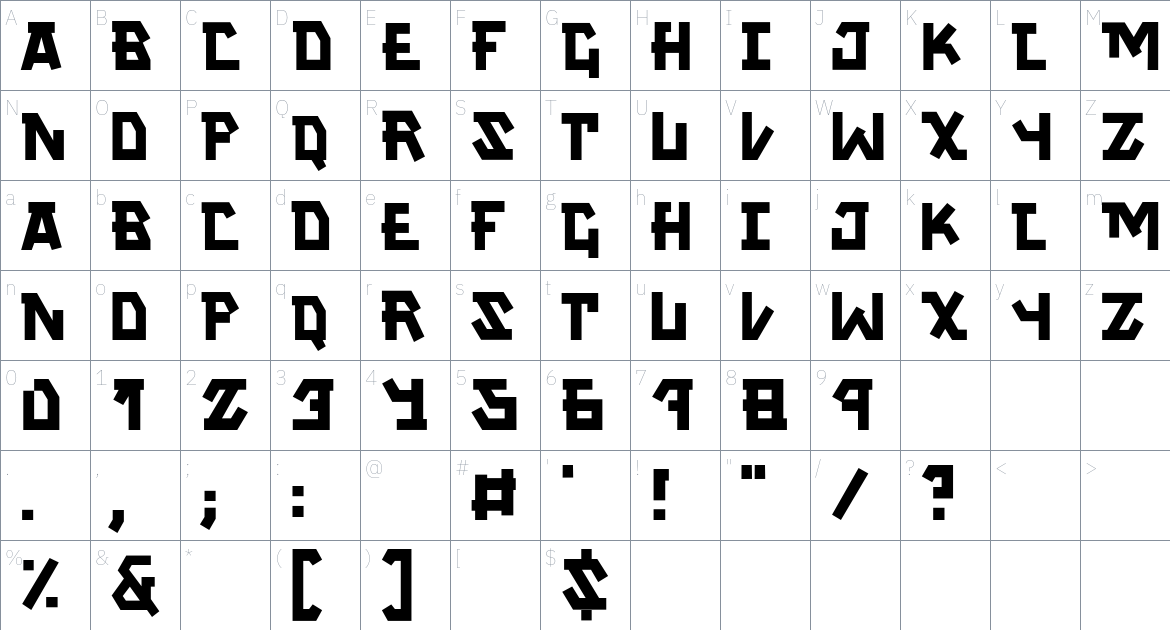 Siberya Font font Character Map