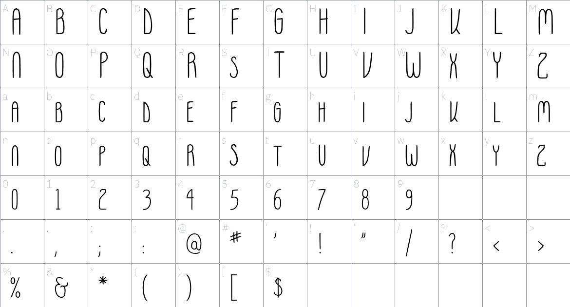 Moonless Font font Character Map