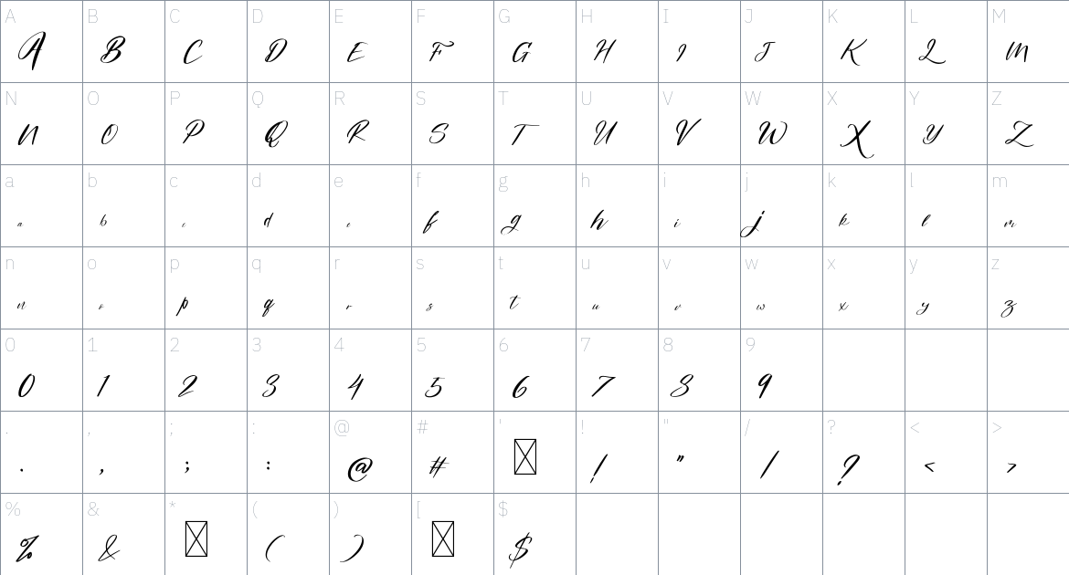 Amstelan font Character Map