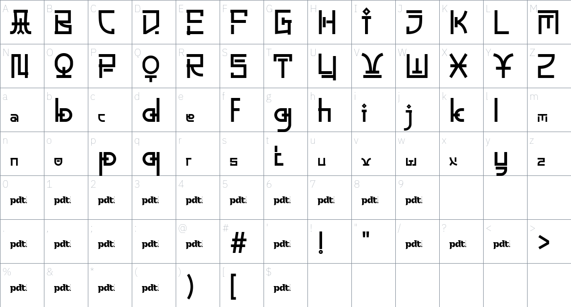 Daebak Mrow font Character Map