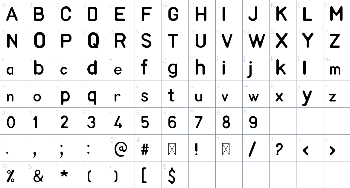 Oito Font font Character Map