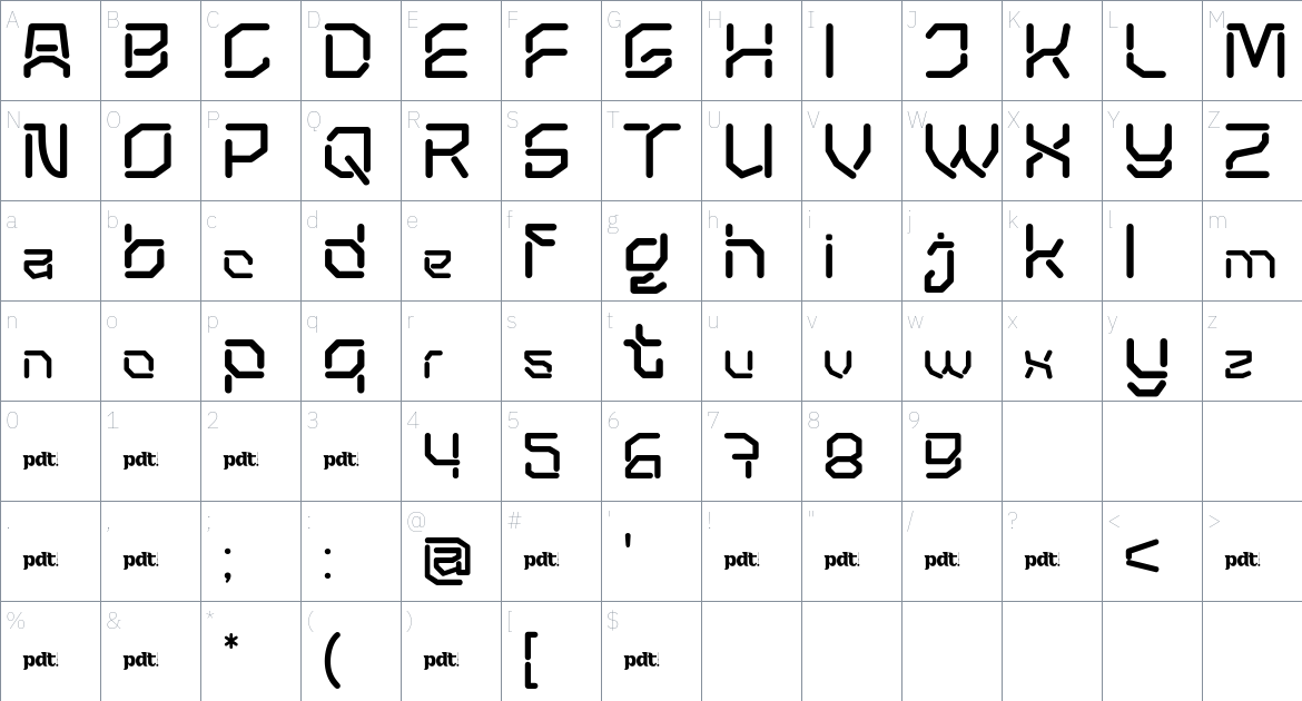 Gobah font Character Map