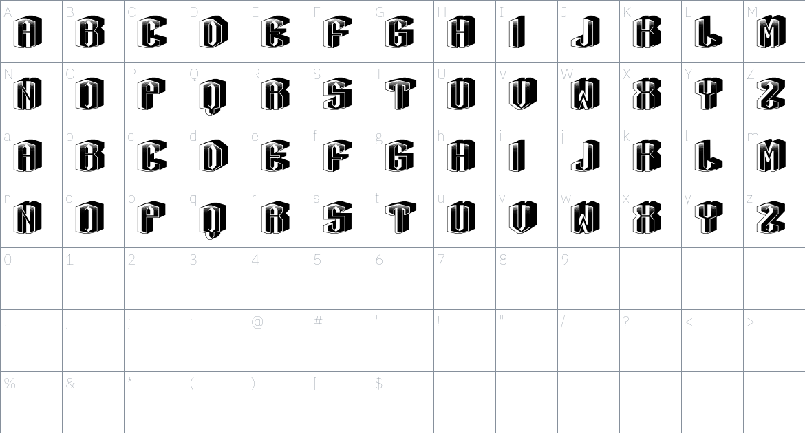 Pattern font Character Map