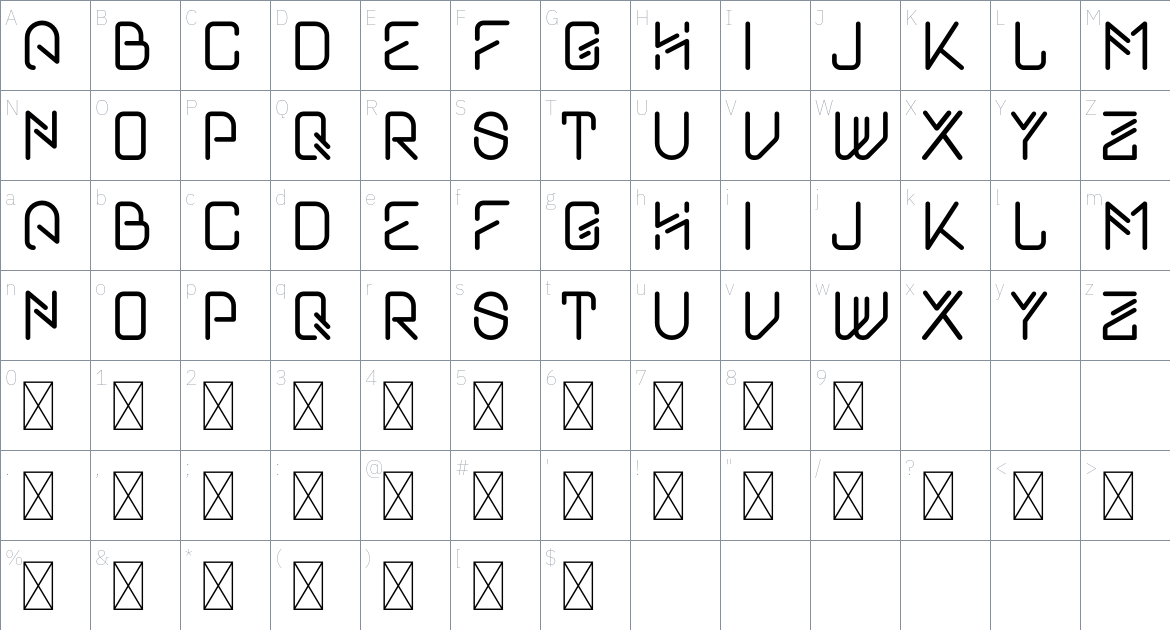 Astromix font Character Map