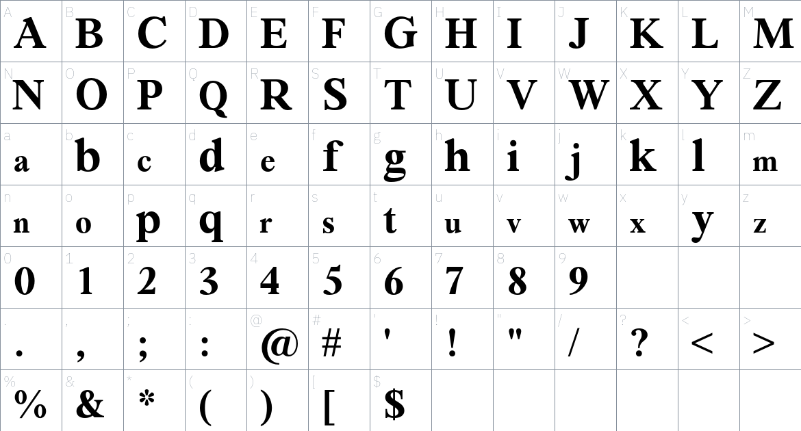 Segikan font Character Map