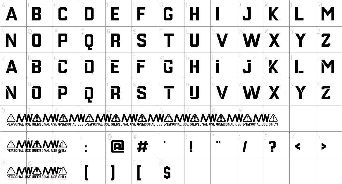 Sport Time font Character Map