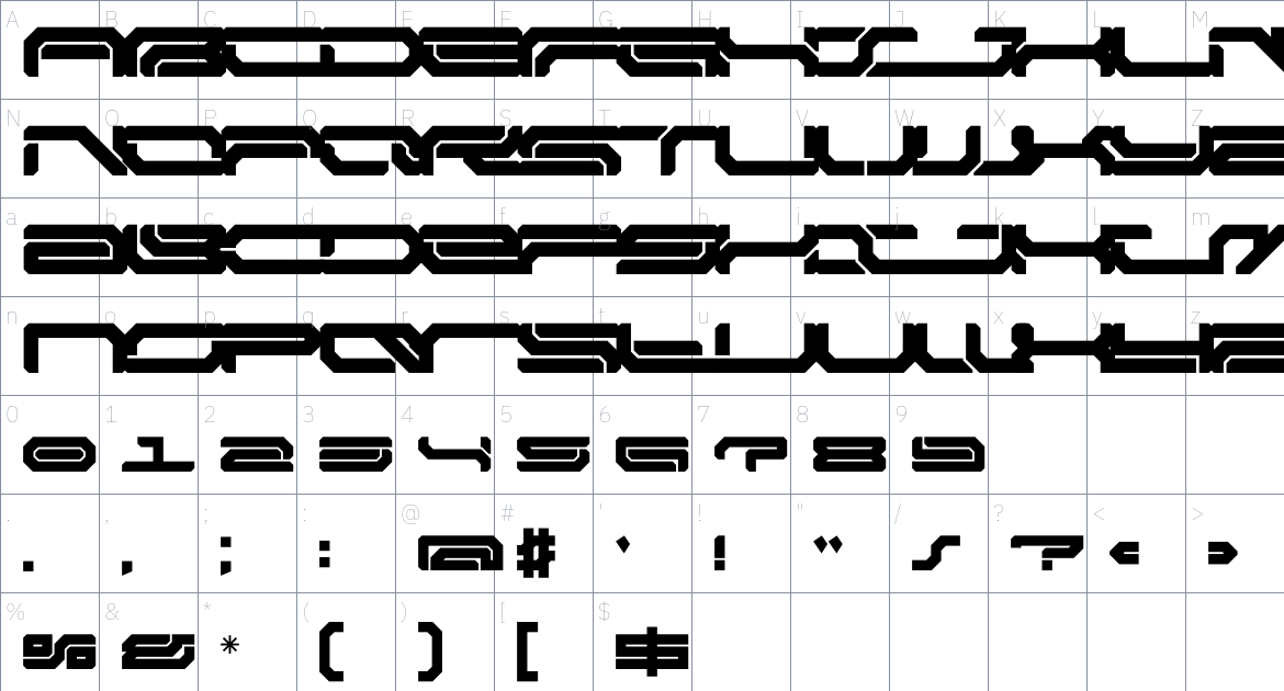 NCL Broesq font Character Map