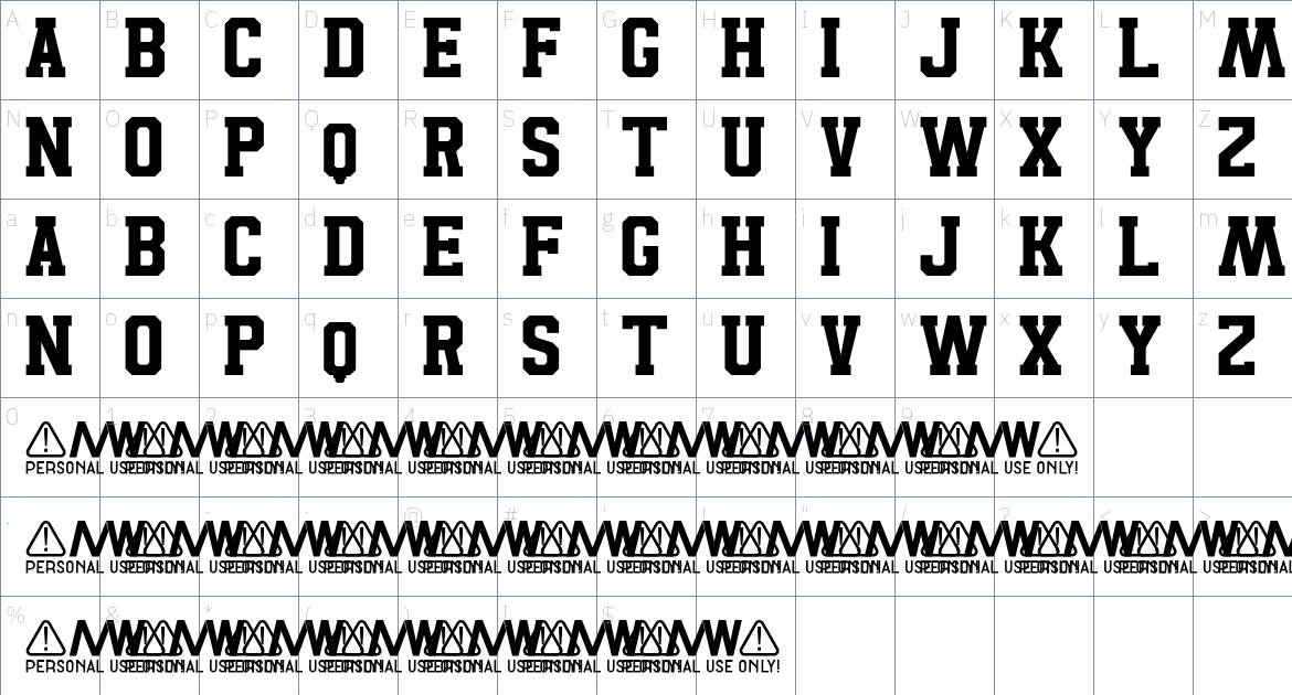 Mazquest font Character Map