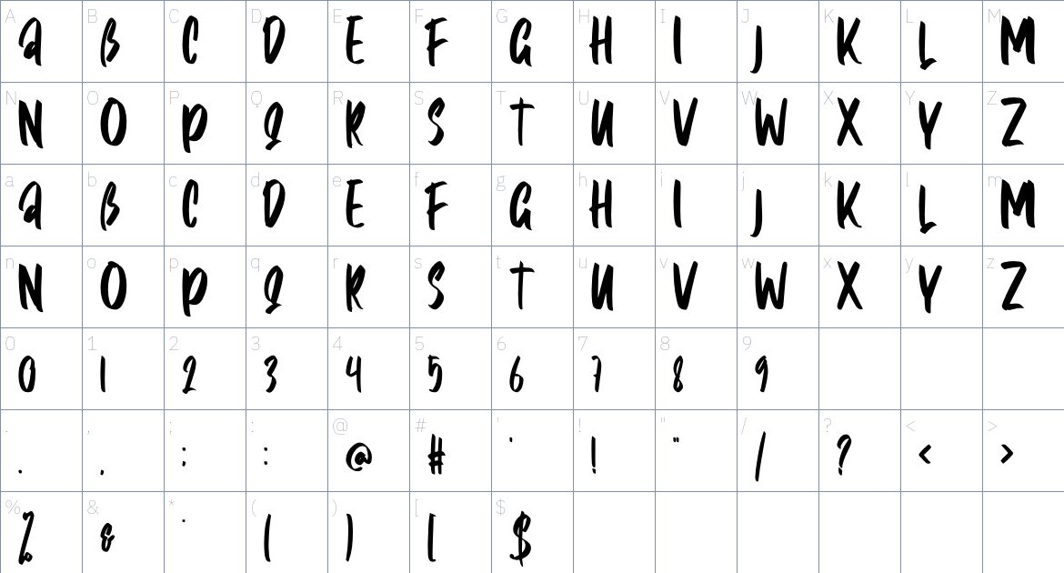 Annice font Character Map