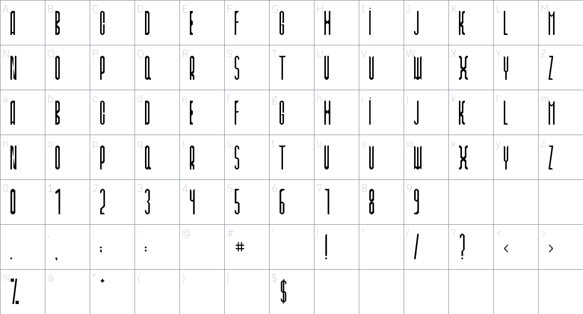 Trace Font font Character Map