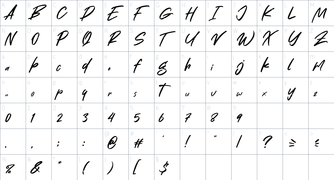 No Debate font Character Map