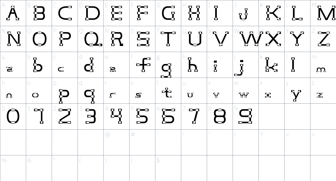 Trembx Z font Character Map