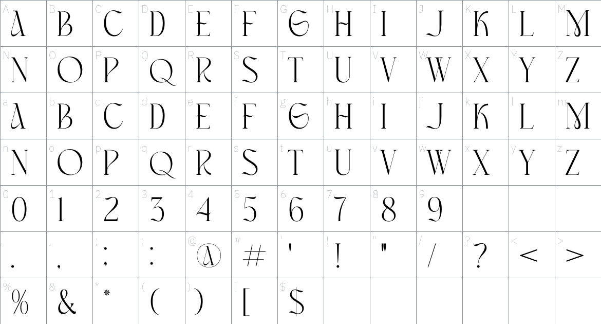 Masconia font Character Map