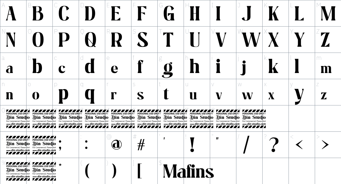 Mafins font Character Map