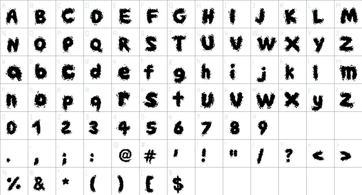 bubble trouble font Character Map