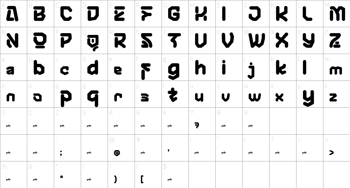 Sazone font Character Map