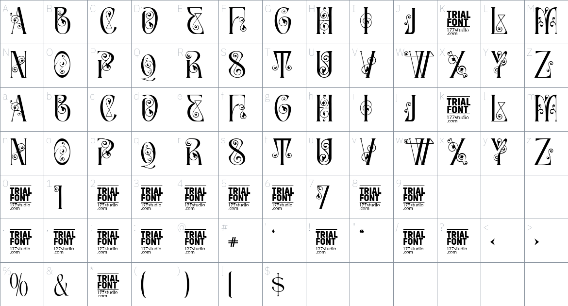 Article Master font Character Map