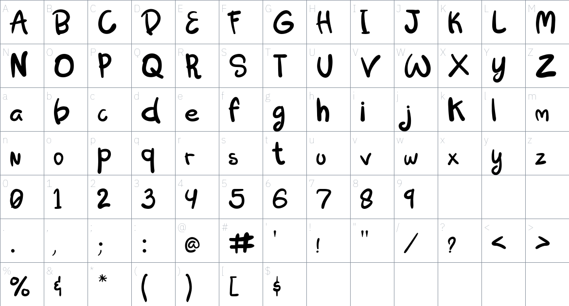 Alessia Font font Character Map