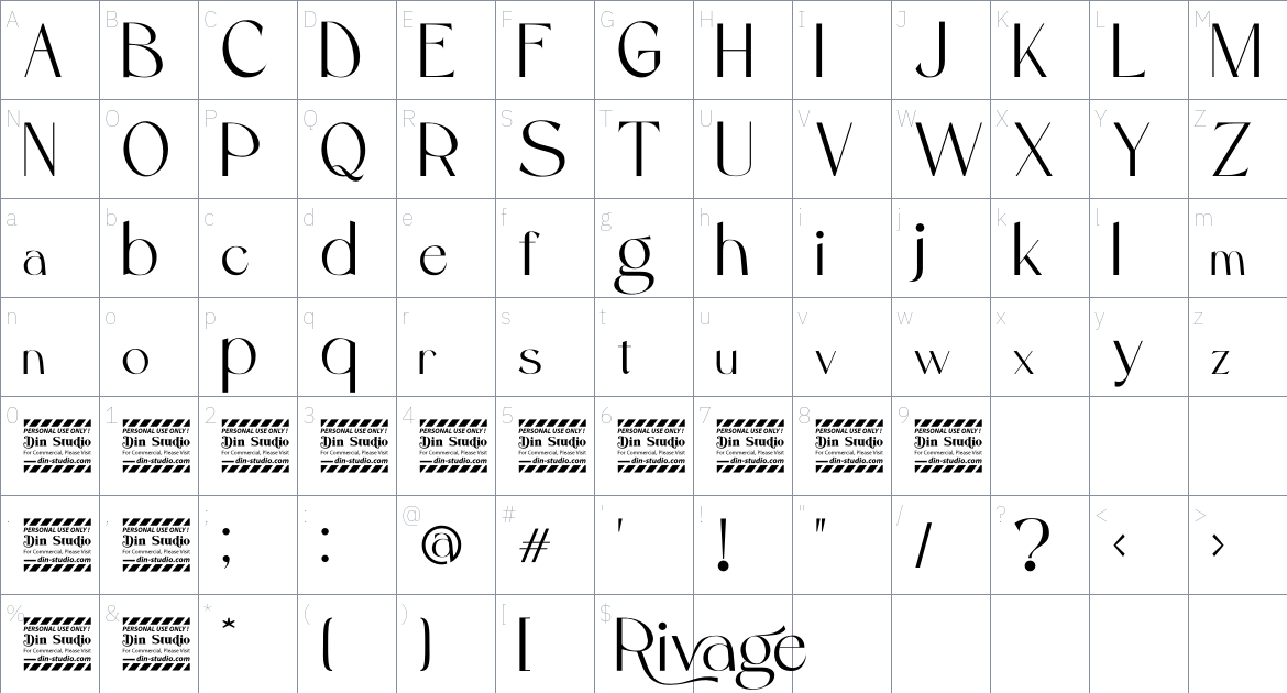 Rivage font Character Map