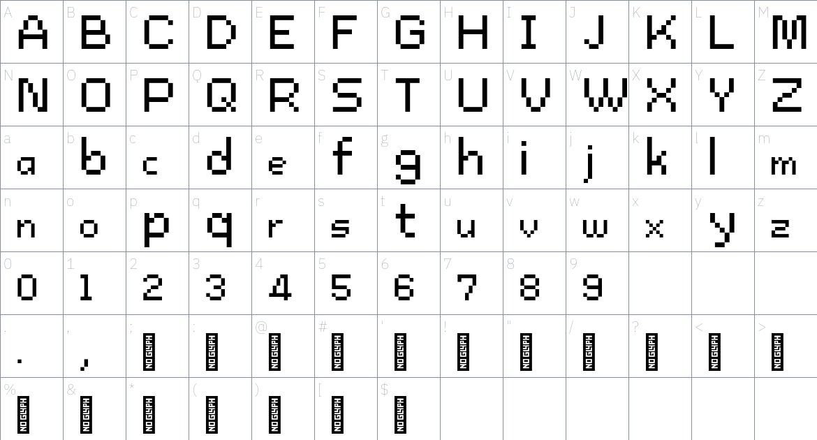 DN Pixel Font font Character Map