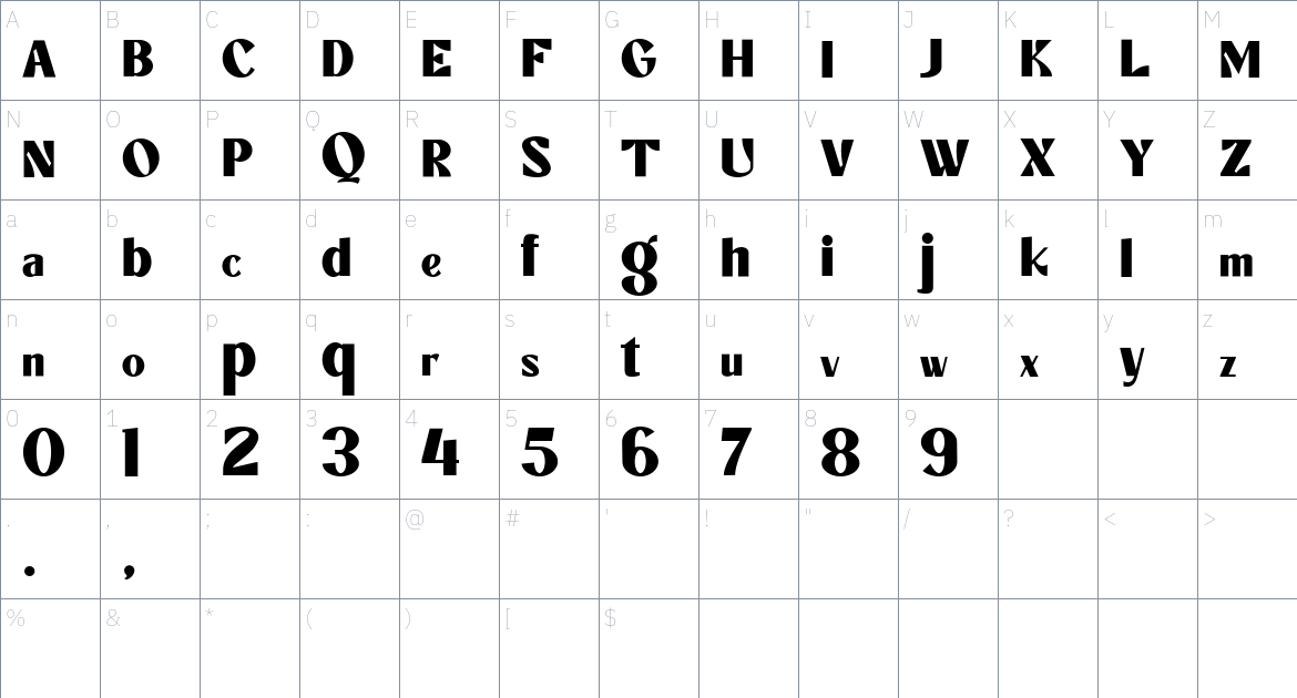 Morsan font Character Map