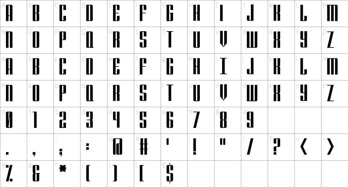 Atalanta Font font Character Map