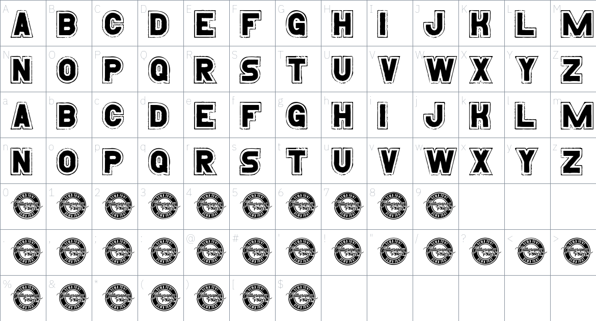 Roughstar font Character Map